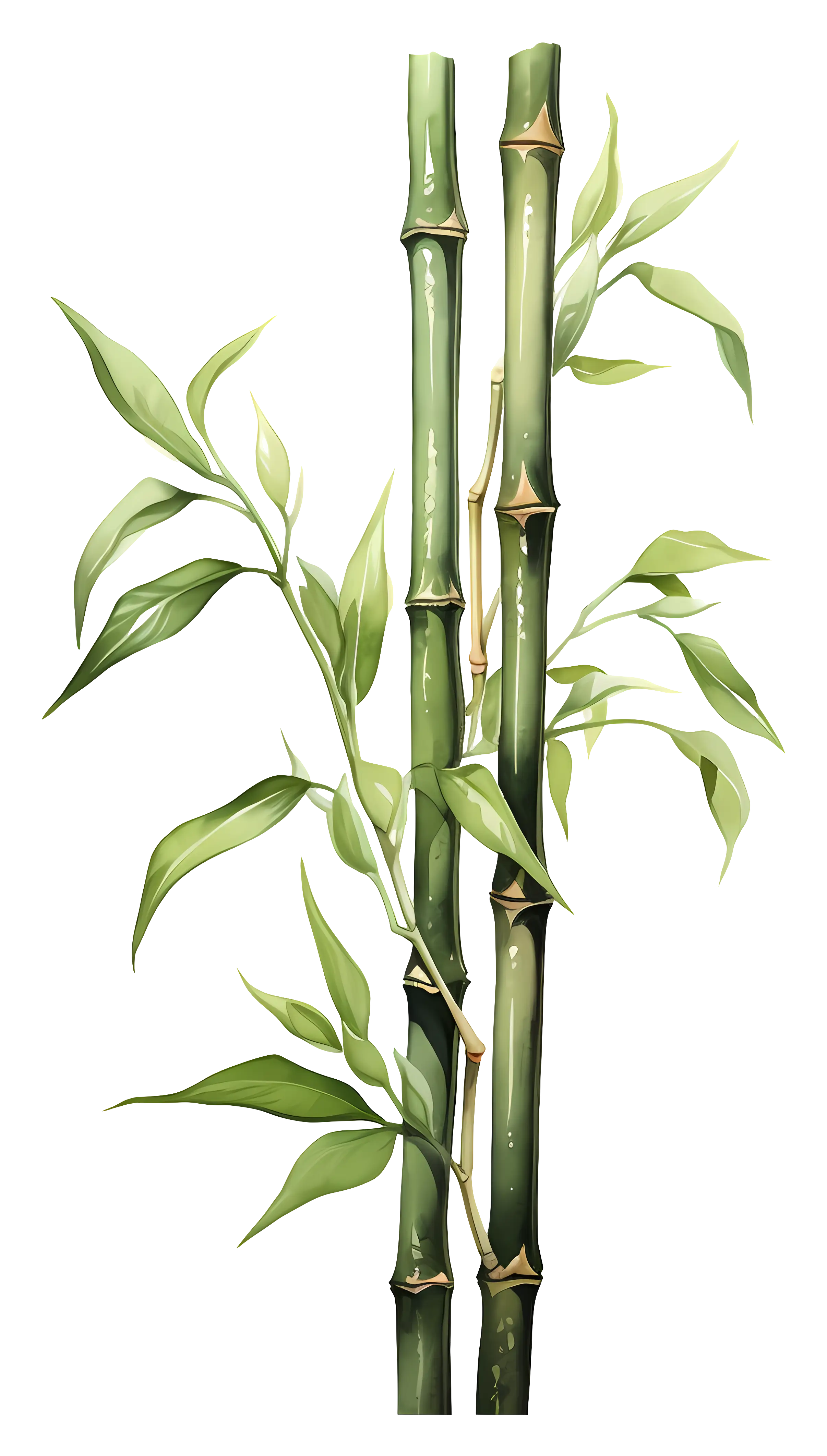 Green Bamboo Stalks and Leaves Illustration