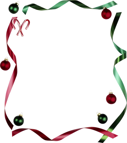 Christmas Frame with Ornaments and Ribbons