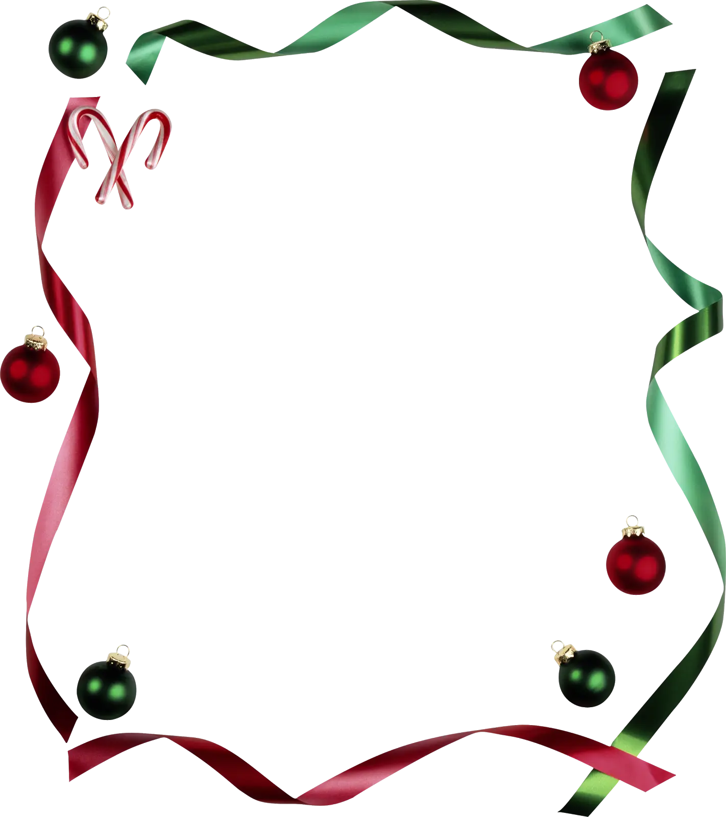 Christmas Frame with Ornaments and Ribbons
