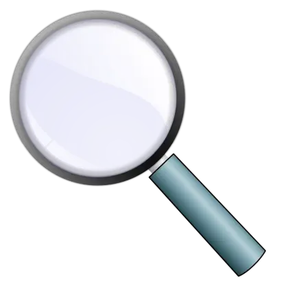 Magnifying glass icon with blue handle