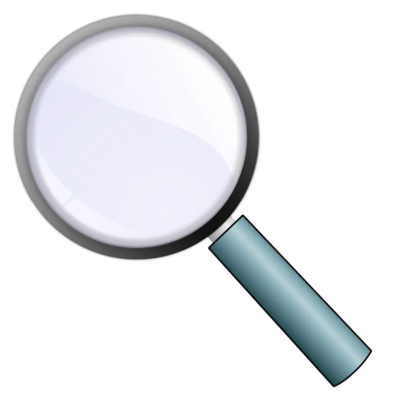 Magnifying glass icon with blue handle