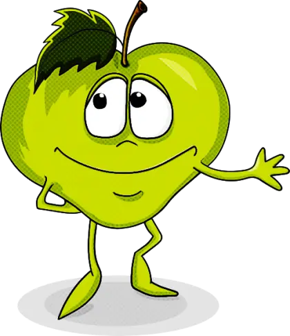 Smiling Green Apple Cartoon Character