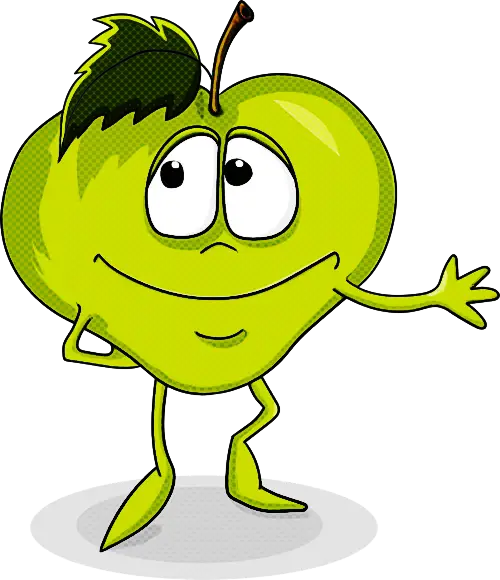 Smiling Green Apple Cartoon Character