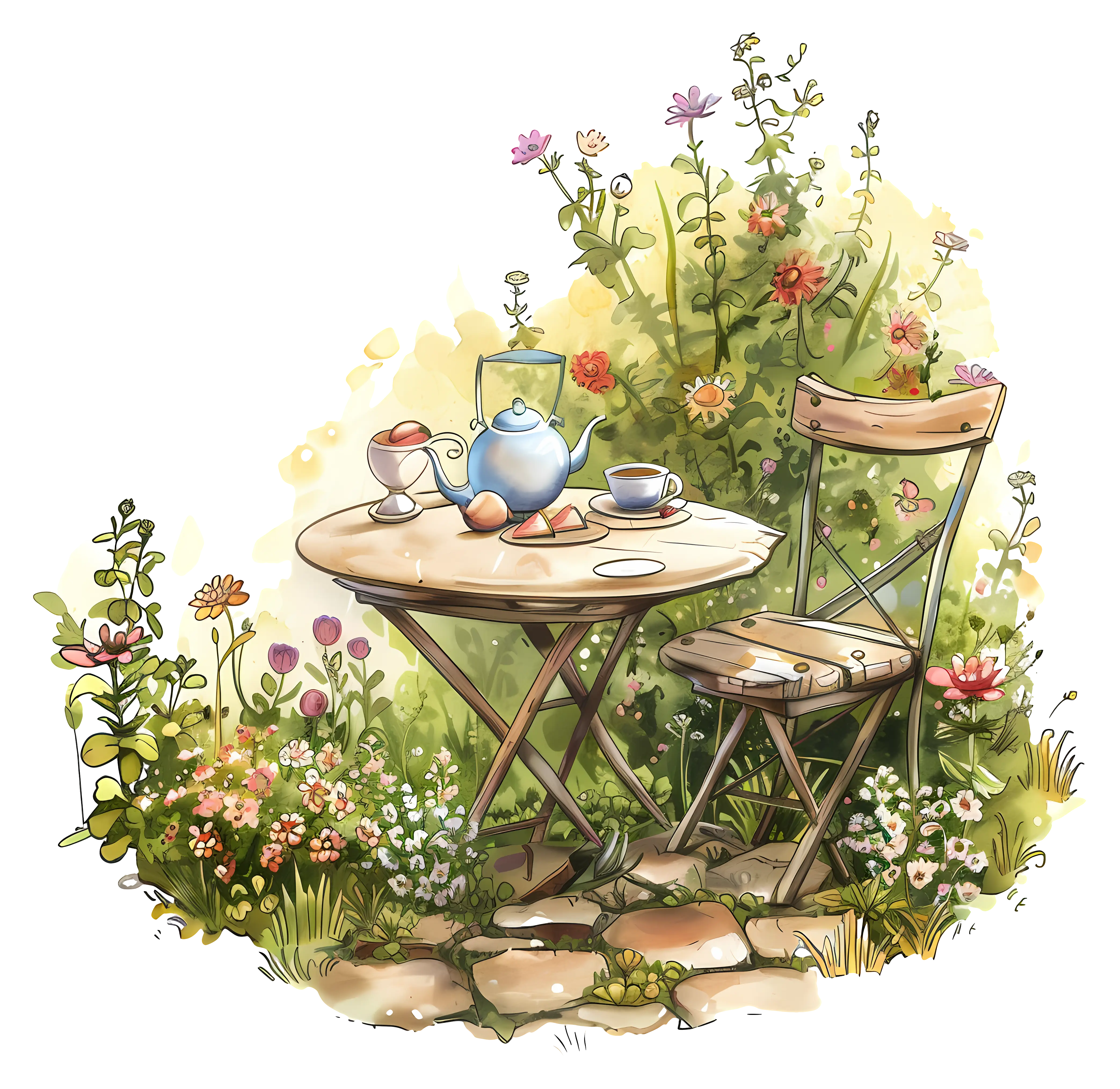 Charming Garden Tea Table Scene
