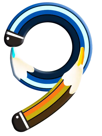 Colorful Number 9 Illustration