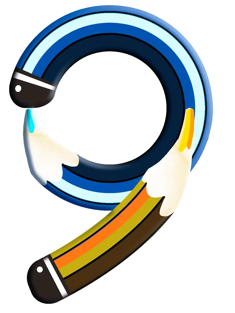 Colorful Number 9 Illustration