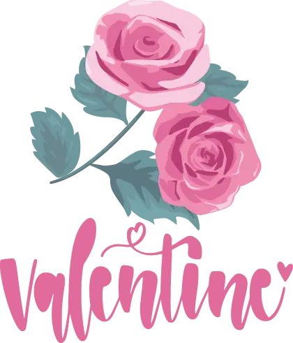 Pair of Pink Roses With Valentine&#039;s Day Design