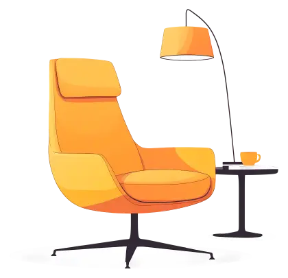 Modern Orange Chair with Lamp