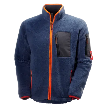 Navy Fleece Jacket with Orange Zipper