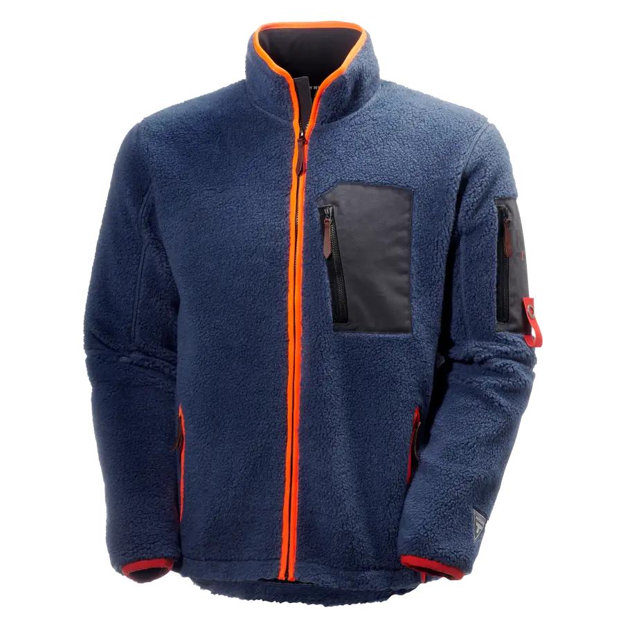 Navy Fleece Jacket with Orange Zipper