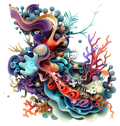 Abstract Coral Reef in Vibrant Colors