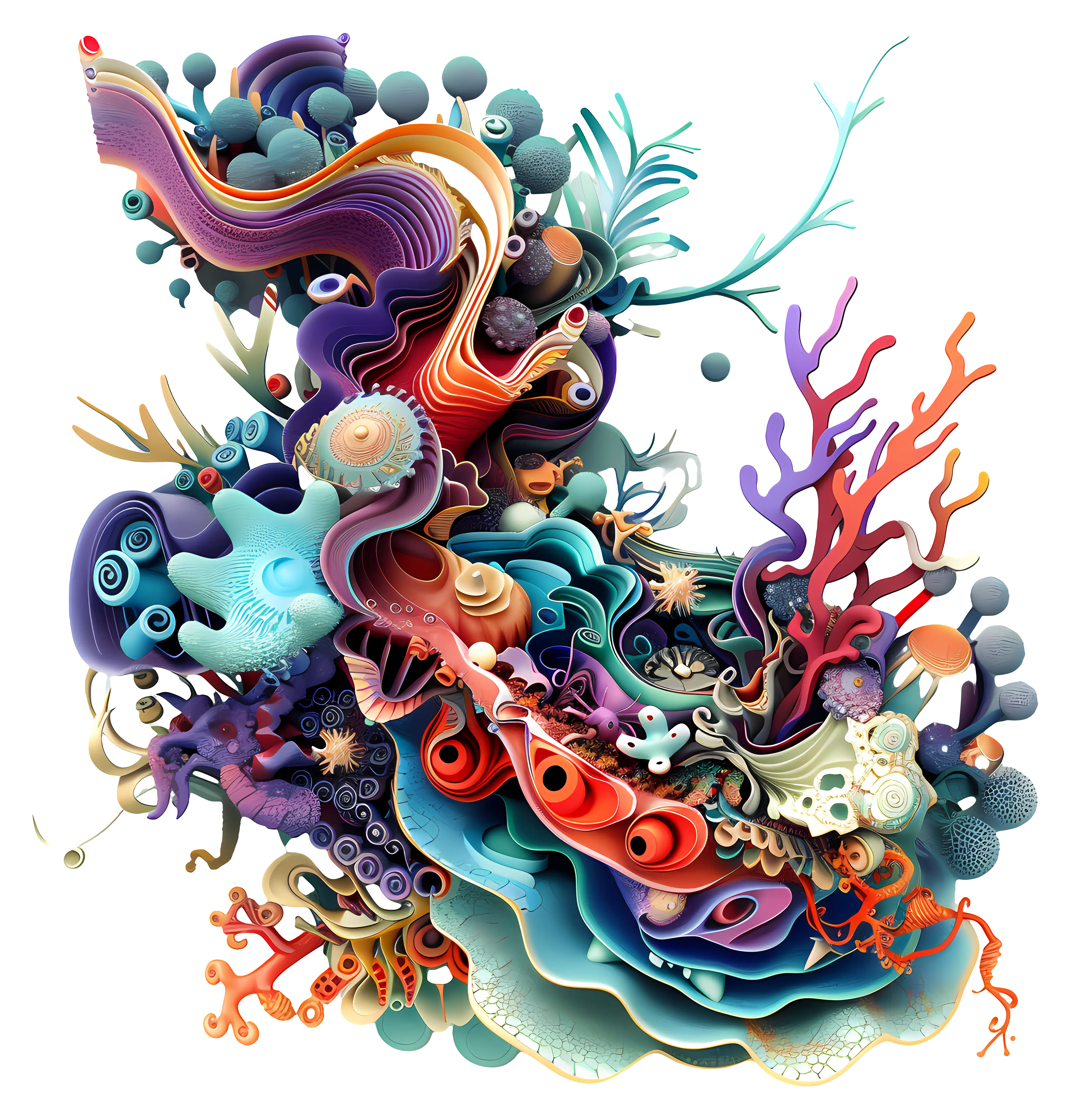 Abstract Coral Reef in Vibrant Colors