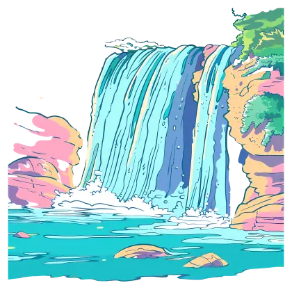 Scenic Waterfall Illustration
