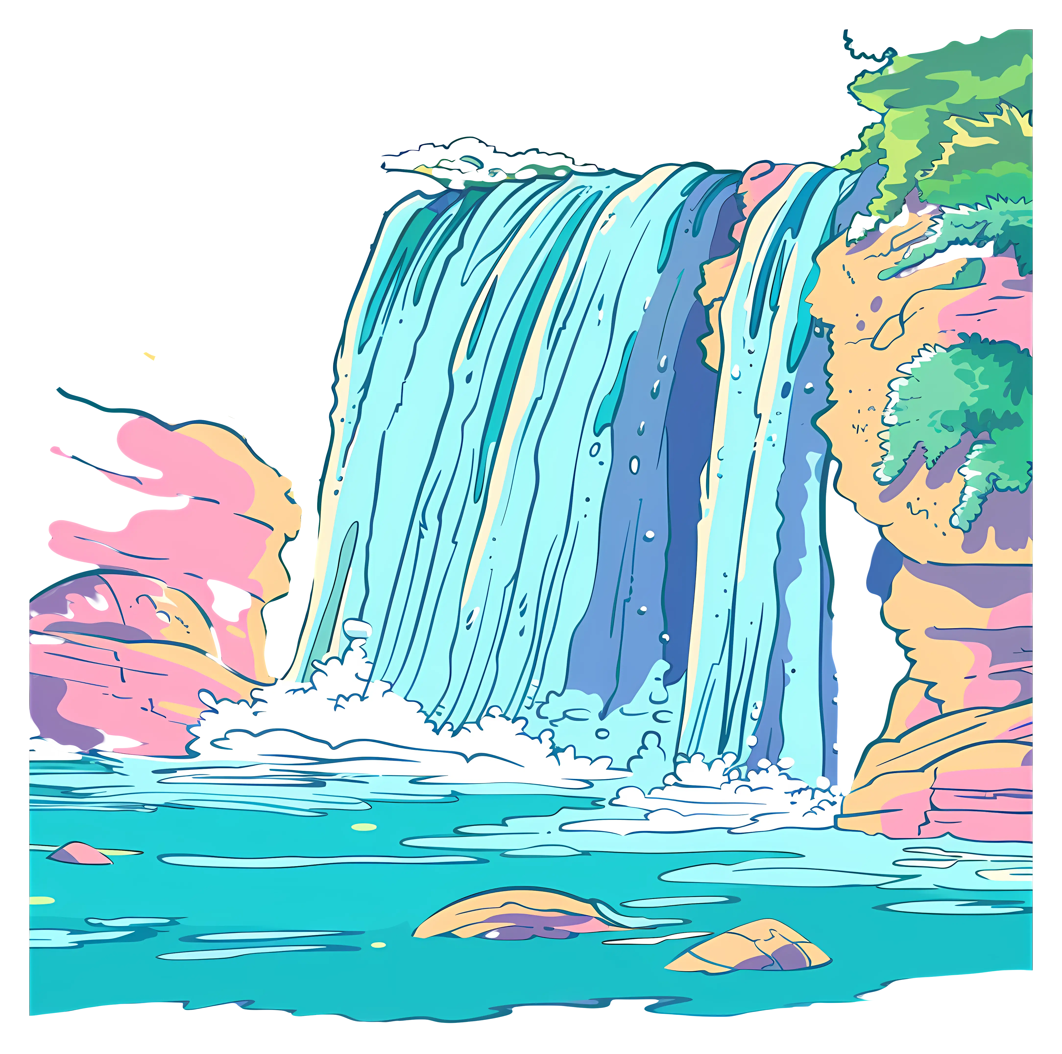 Scenic Waterfall Illustration
