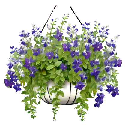Hanging Basket of Purple Flowers
