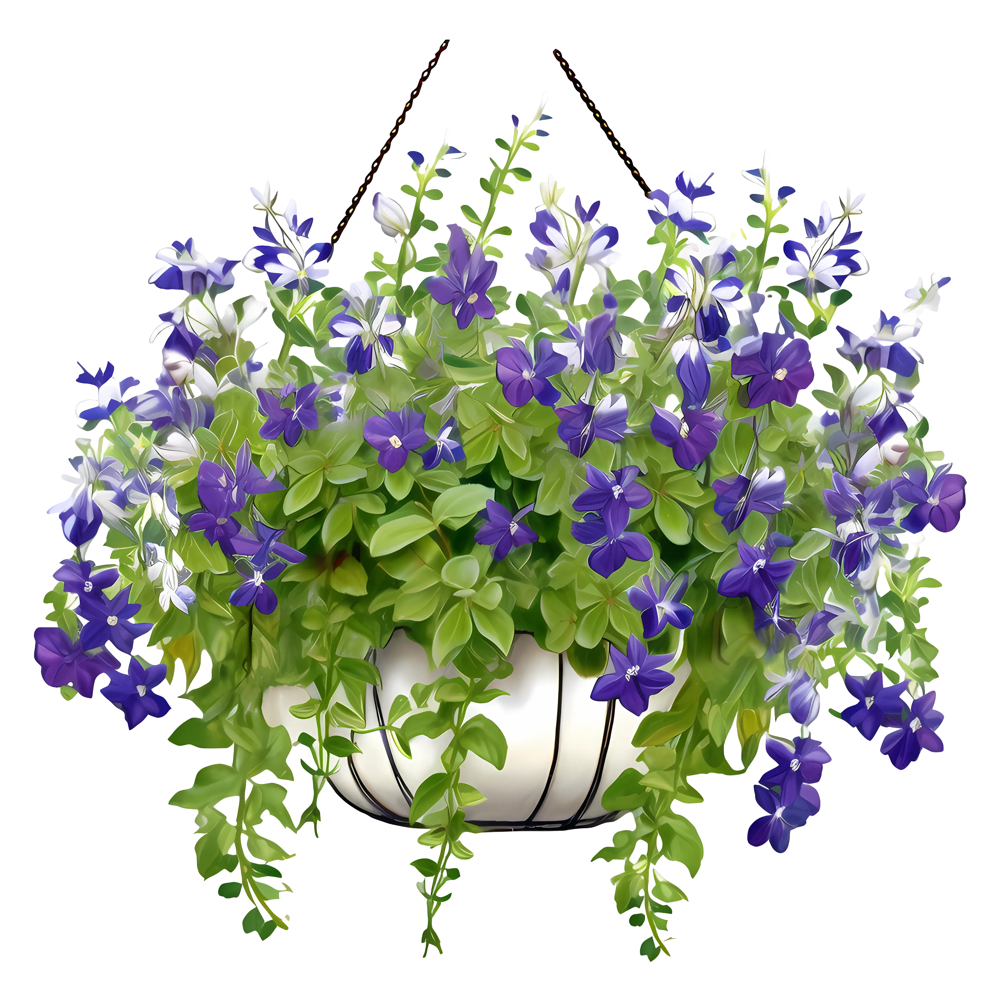 Hanging Basket of Purple Flowers