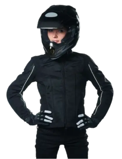 Motorcyclist in Black Gear