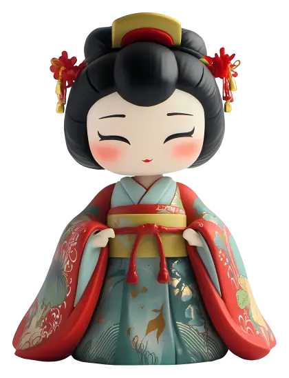 Traditional Kokeshi Doll in Kimono
