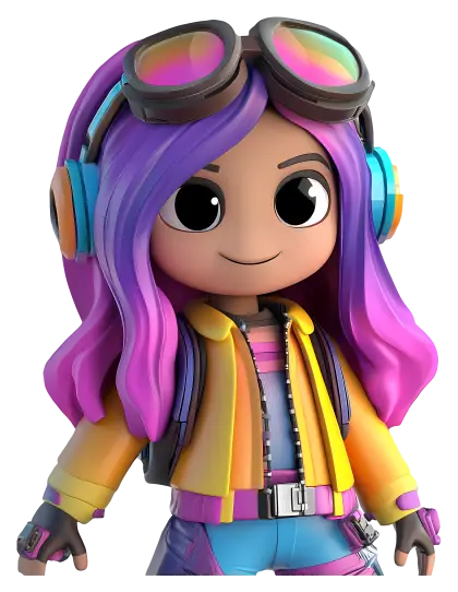 Colorful Cartoon Character with Goggles