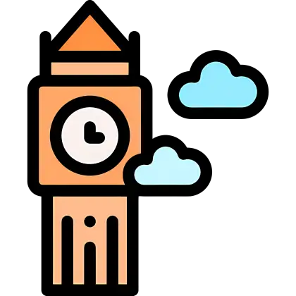 Iconic Clock Tower with Clouds