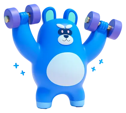 Blue Bear Exercising with Dumbbells