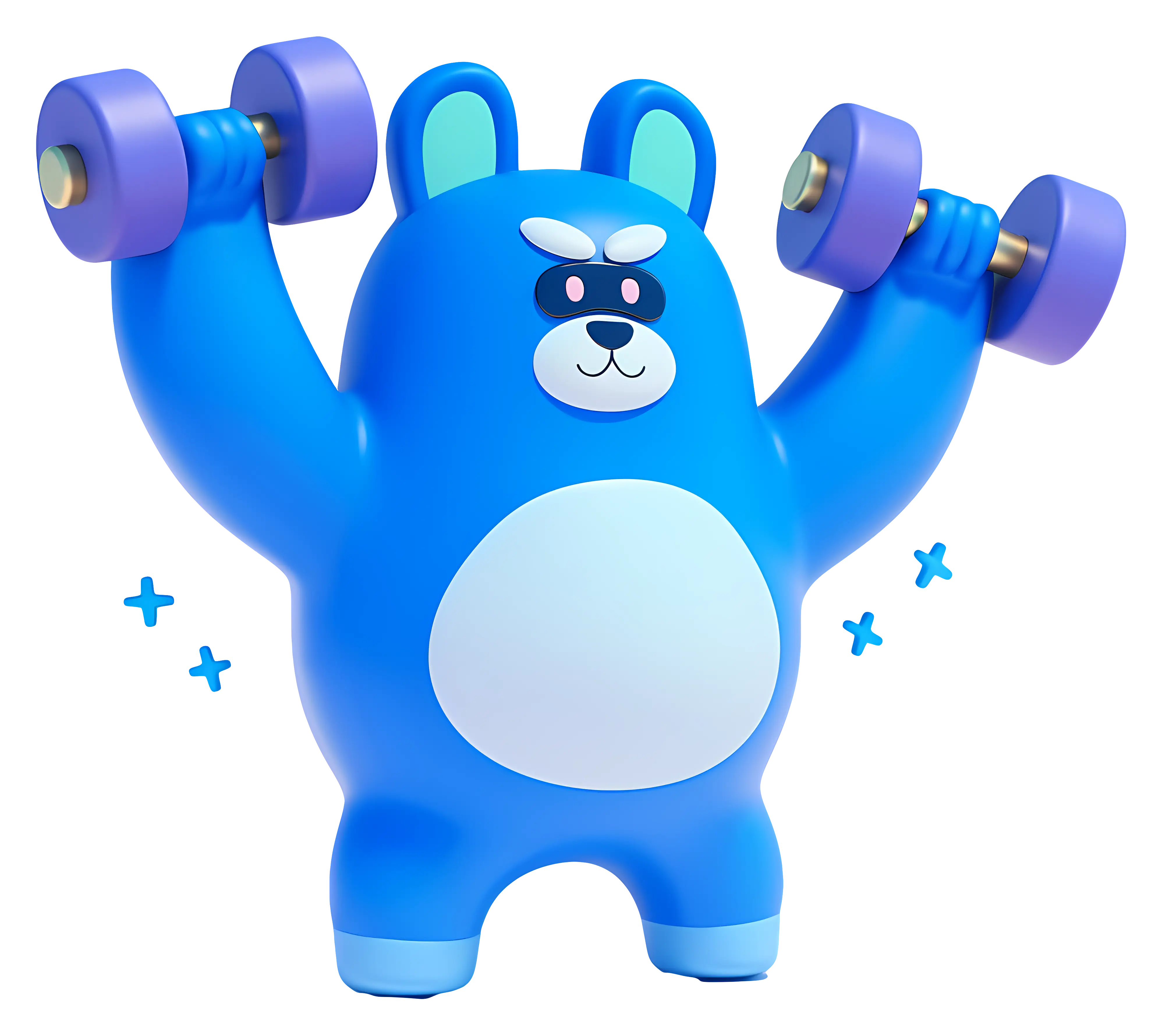 Blue Bear Exercising with Dumbbells