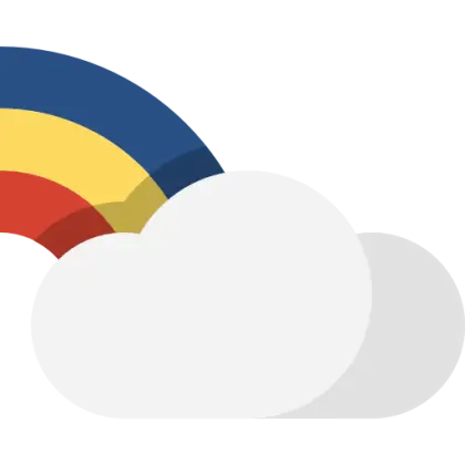 Cartoon Rainbow with Cloud Illustration