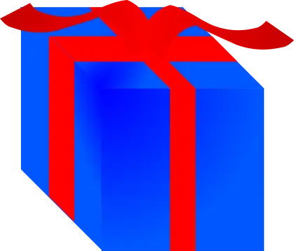 Blue Gift Box with Red Ribbon