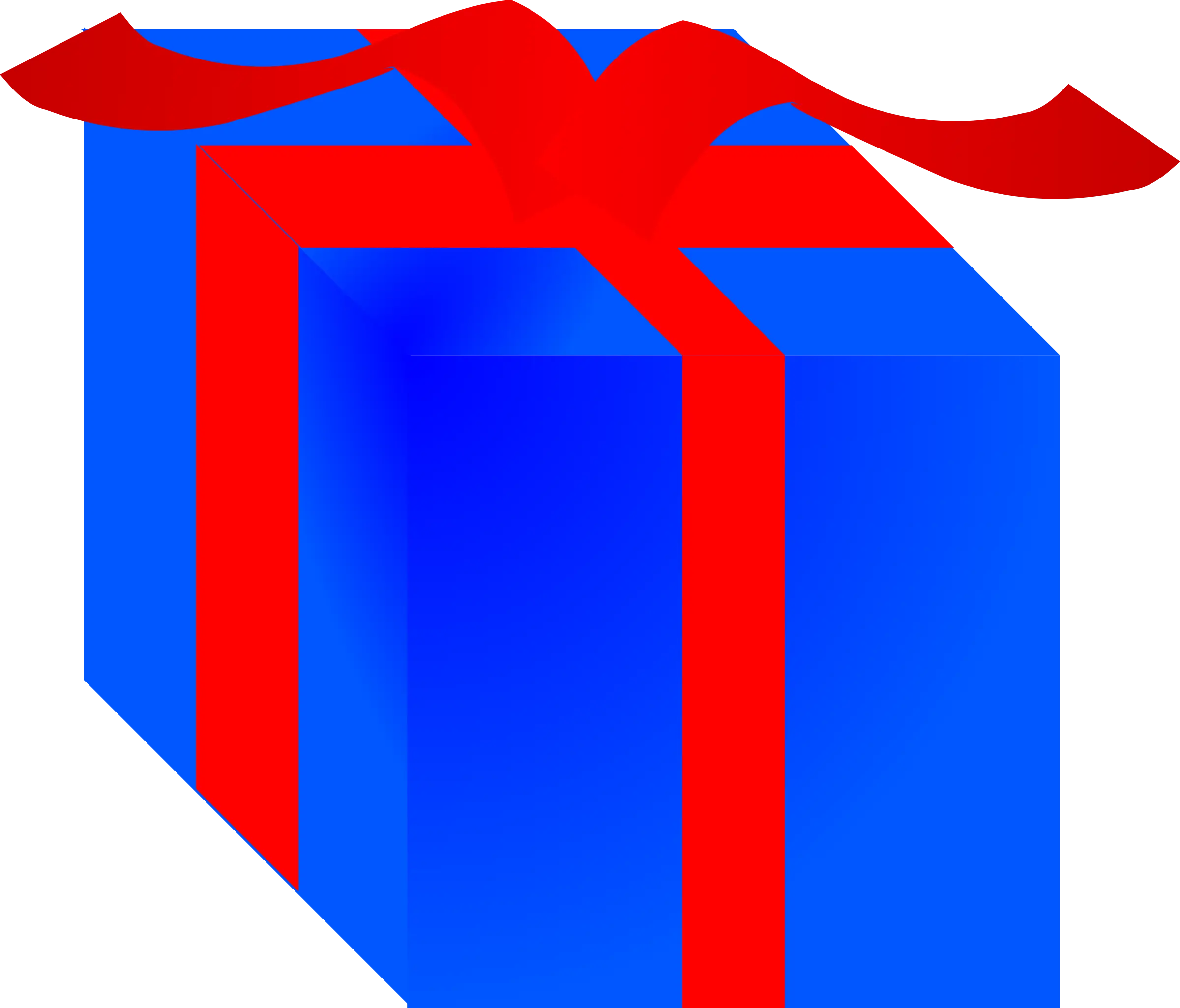 Blue Gift Box with Red Ribbon