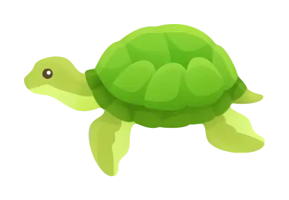 Cartoon Green Turtle in Simplistic Style