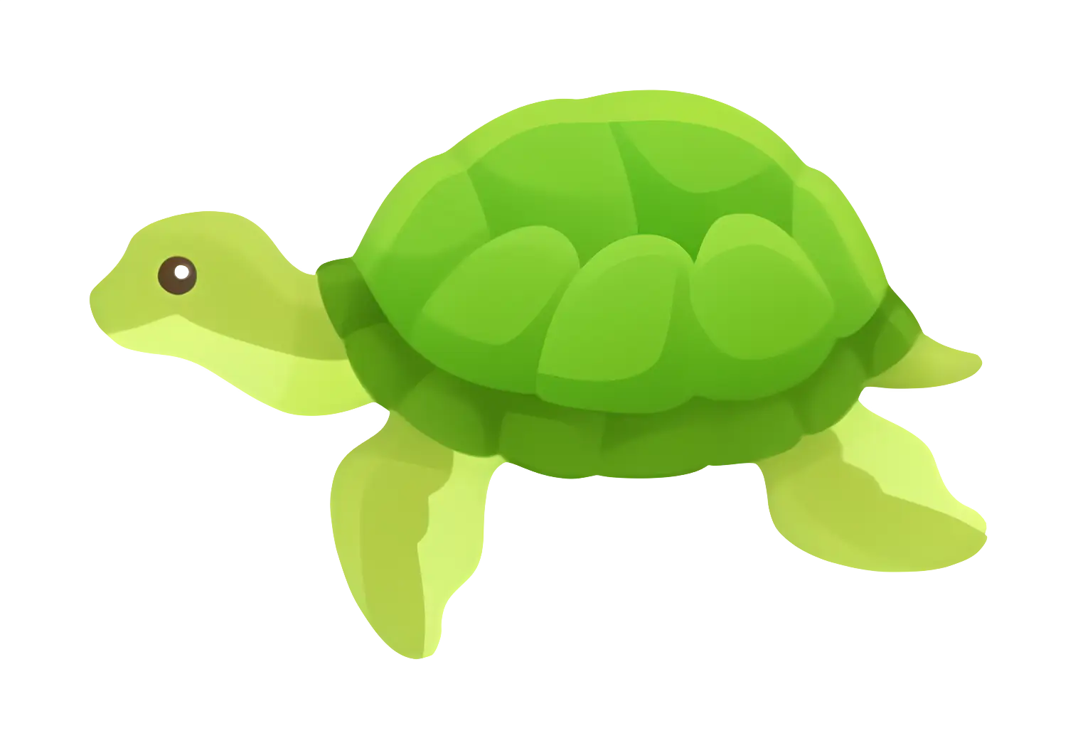 Cartoon Green Turtle in Simplistic Style