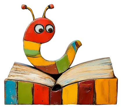 Colorful Bookworm on Books