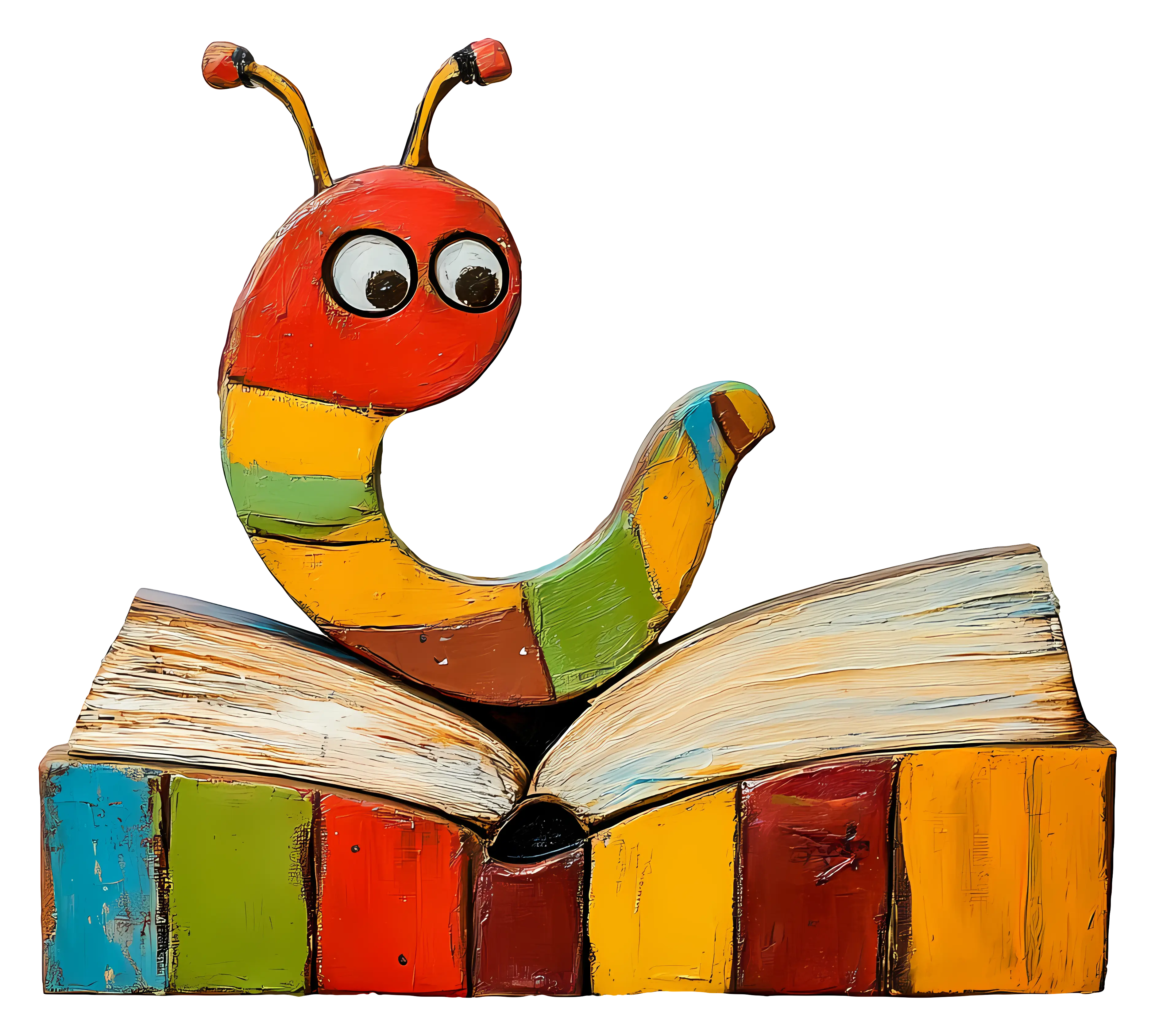 Colorful Bookworm on Books