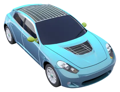 Blue Car with Solar Panels