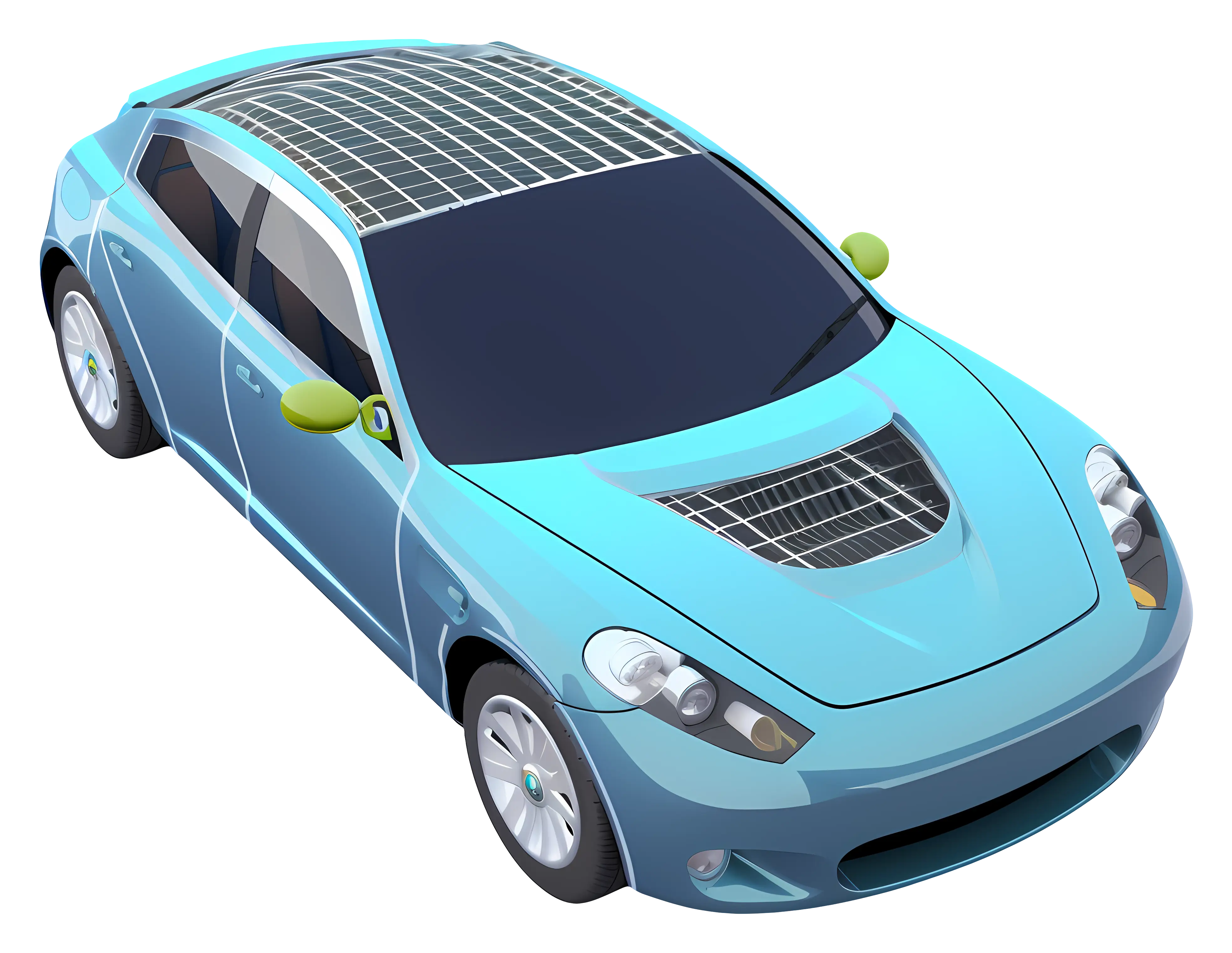 Blue Car with Solar Panels