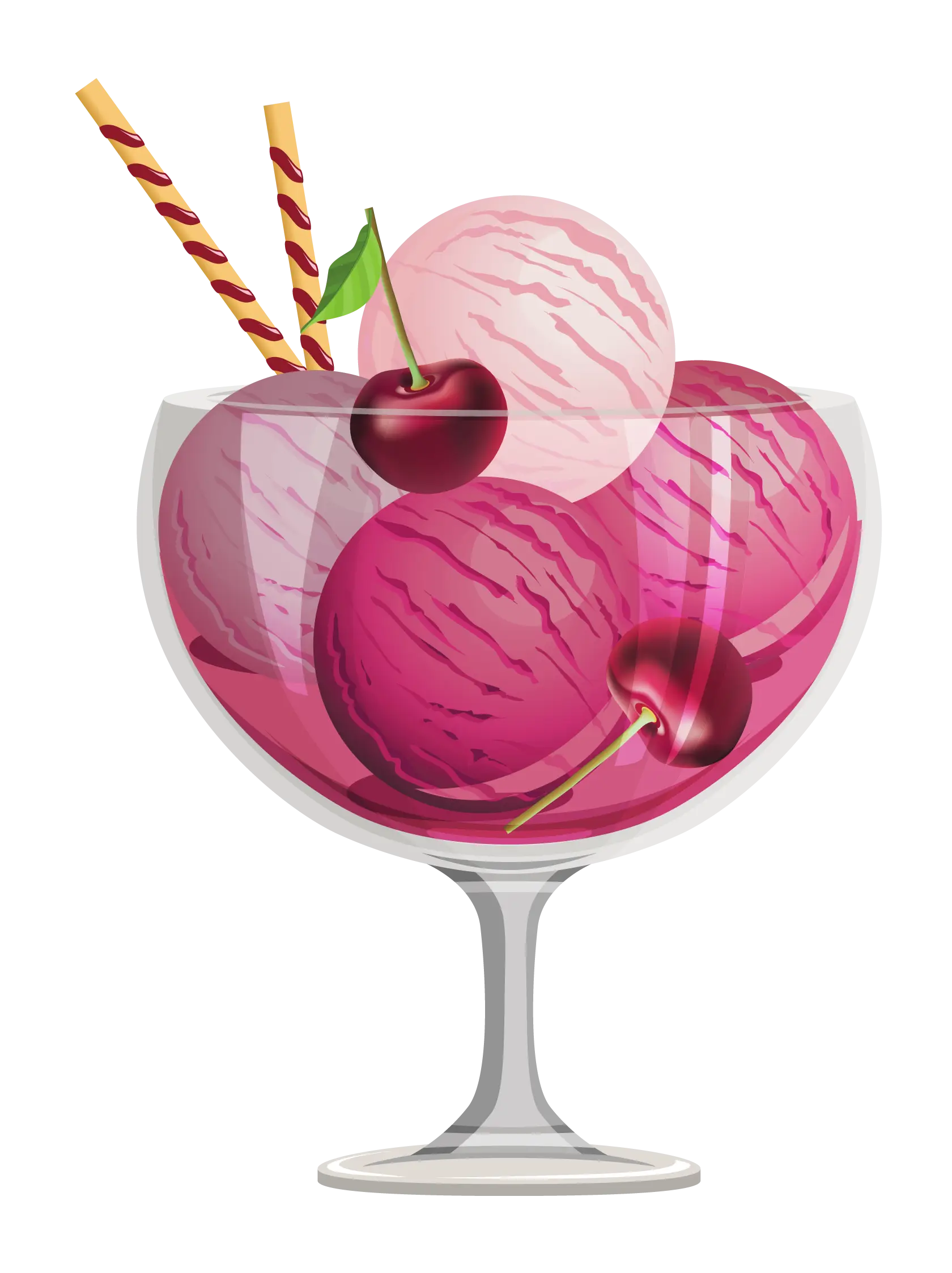 Cherry Ice Cream Dessert in Glass