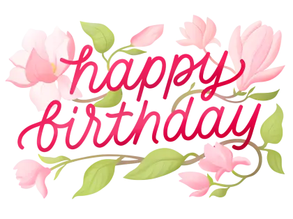 Happy Birthday Text with Flowers