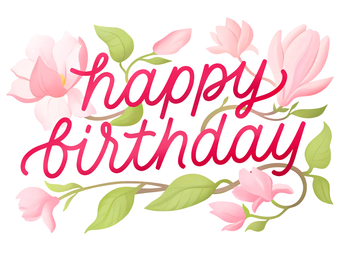 Happy Birthday Text with Flowers