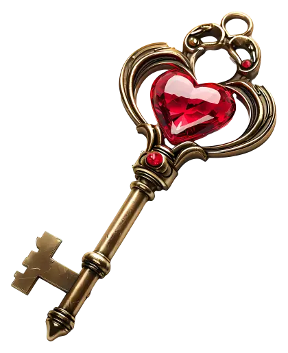 Heart-Shaped Vintage Key Illustration