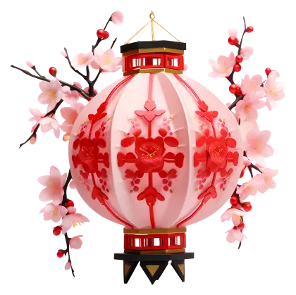 Chinese Lantern with Cherry Blossoms