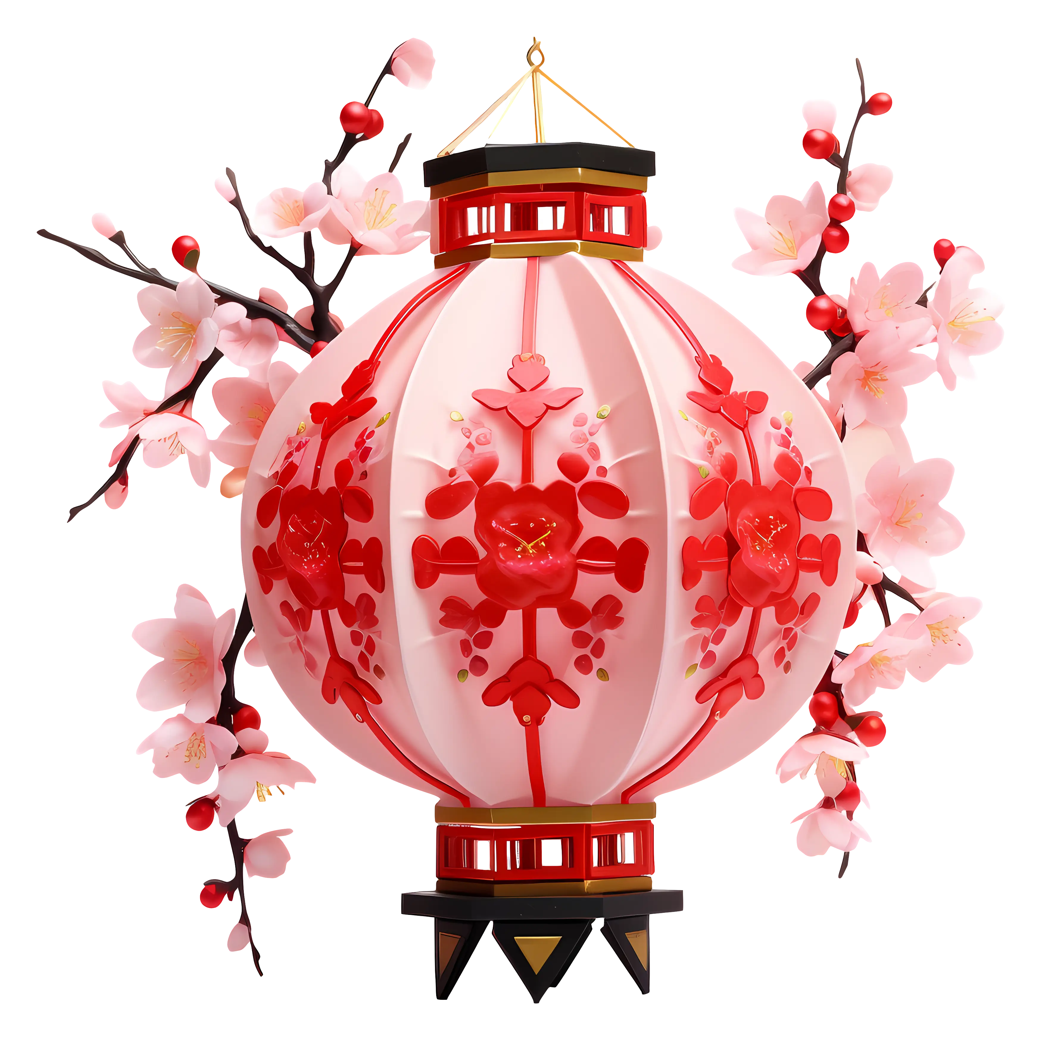 Chinese Lantern with Cherry Blossoms