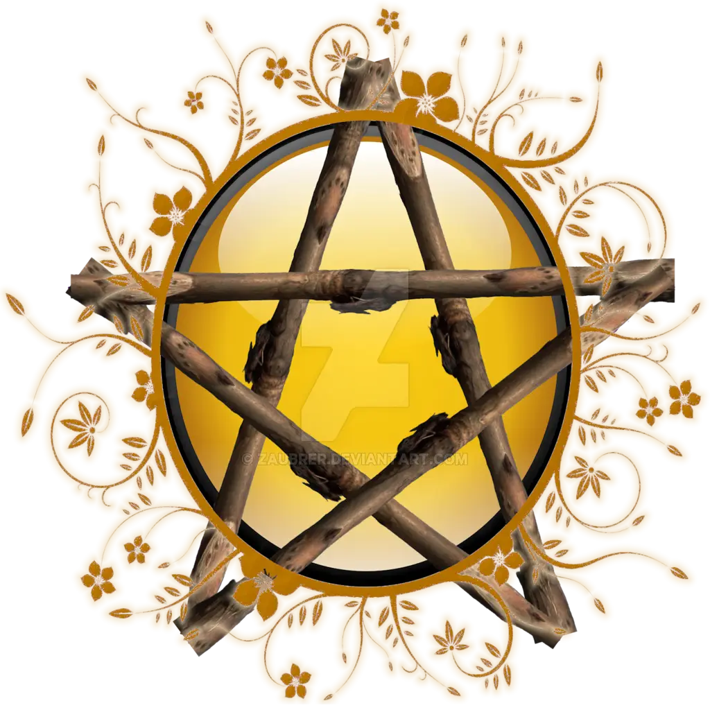 Pentagram Symbol with Floral Design