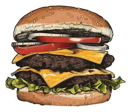 Delicious Double Cheeseburger Illustration