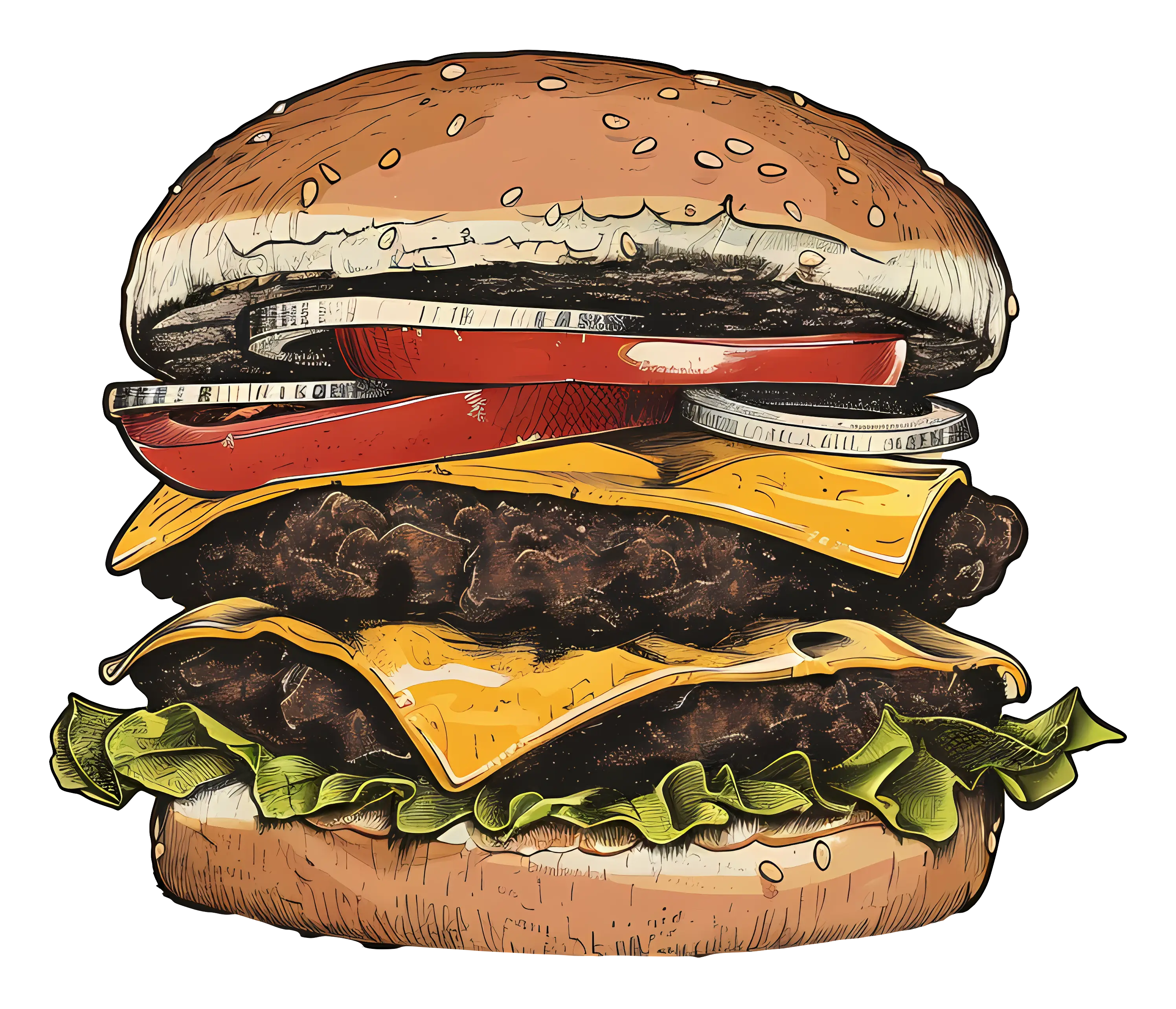 Delicious Double Cheeseburger Illustration