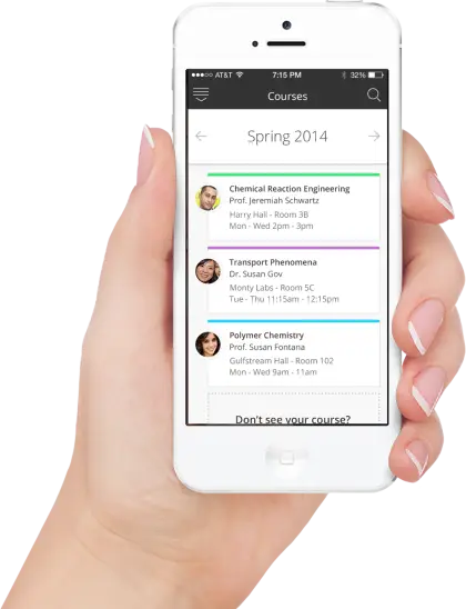 Smartphone Displaying Course List