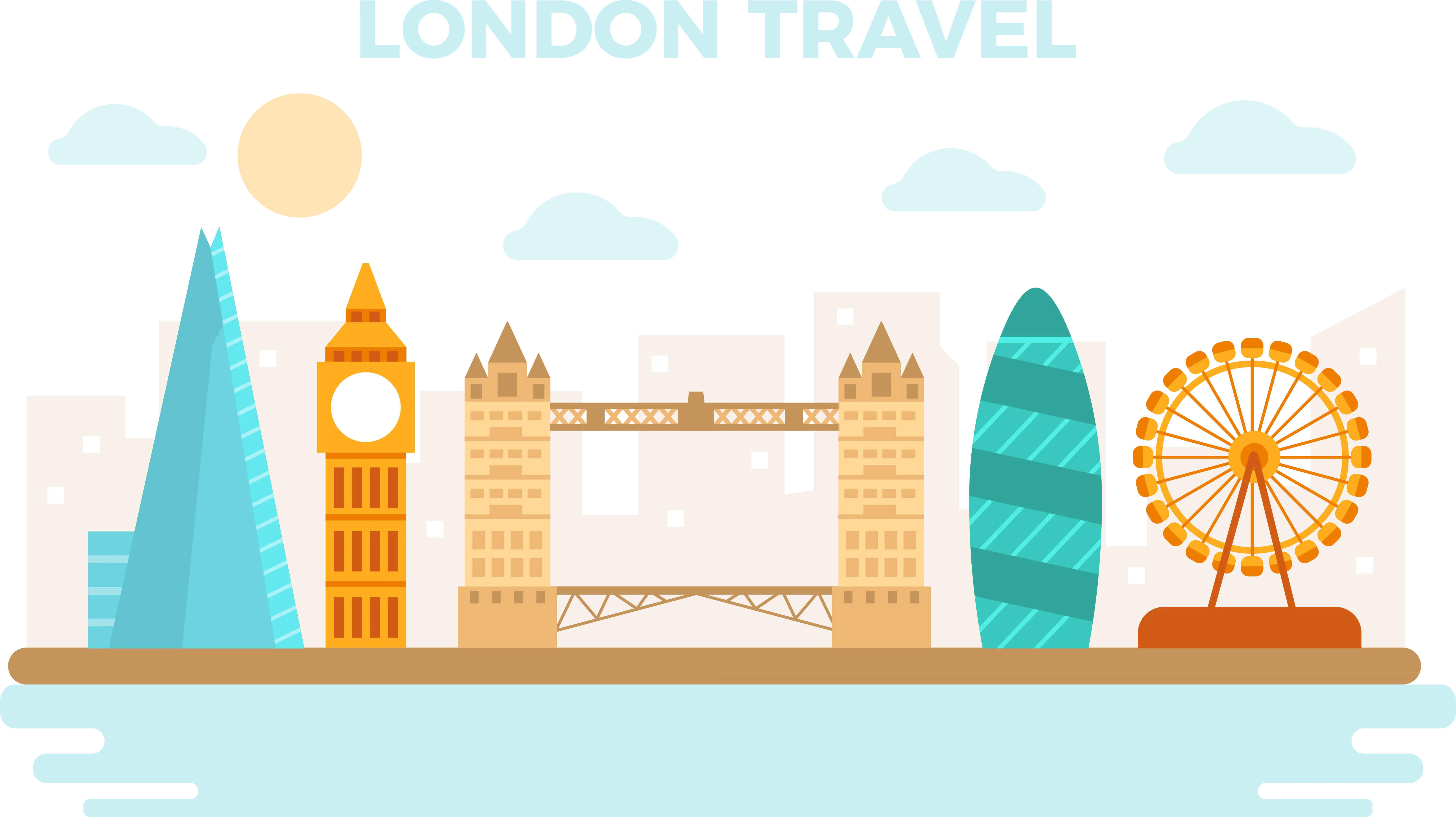 Iconic London Landmarks Illustration