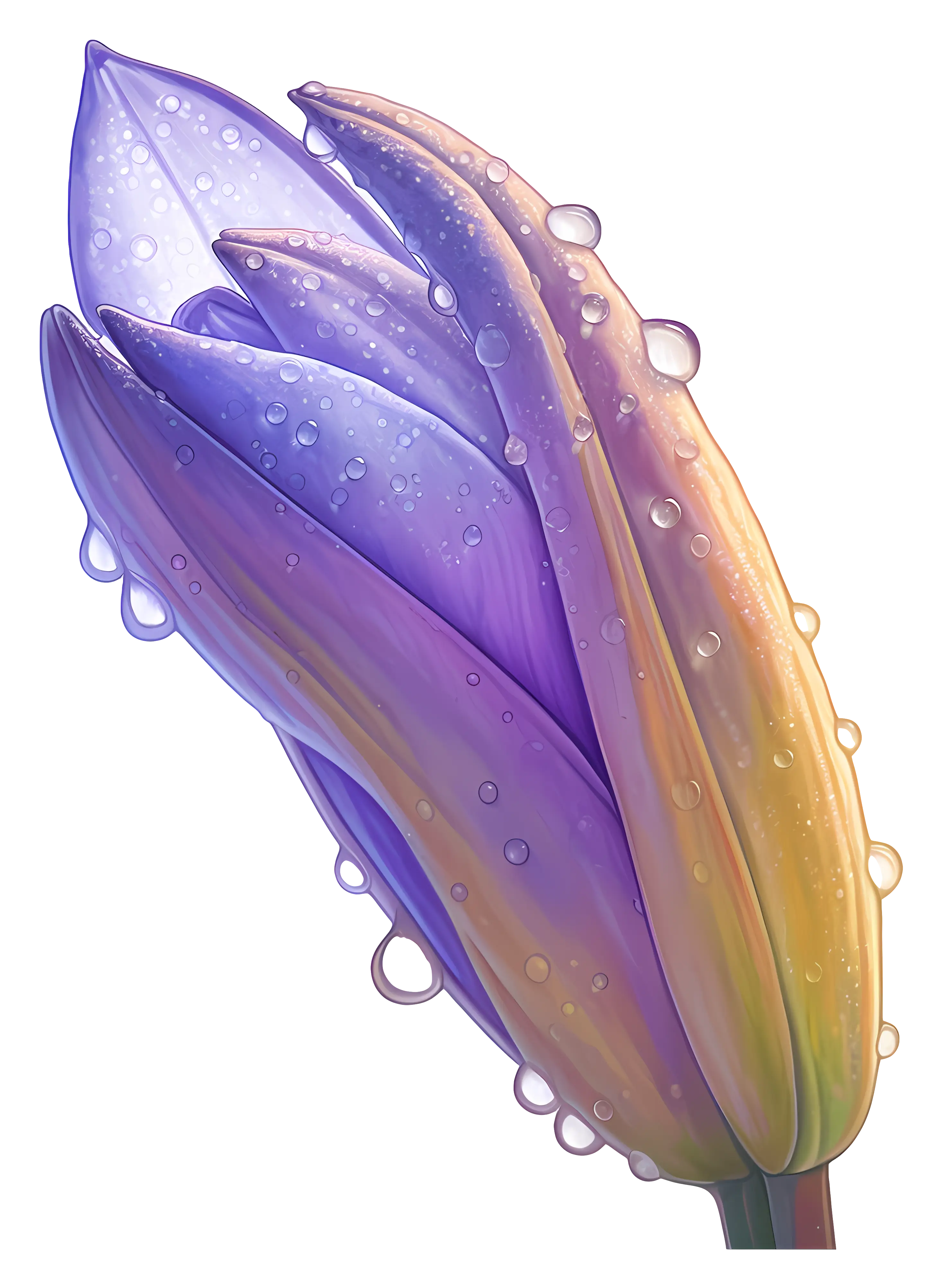 Purple Flower Bud with Water Droplets