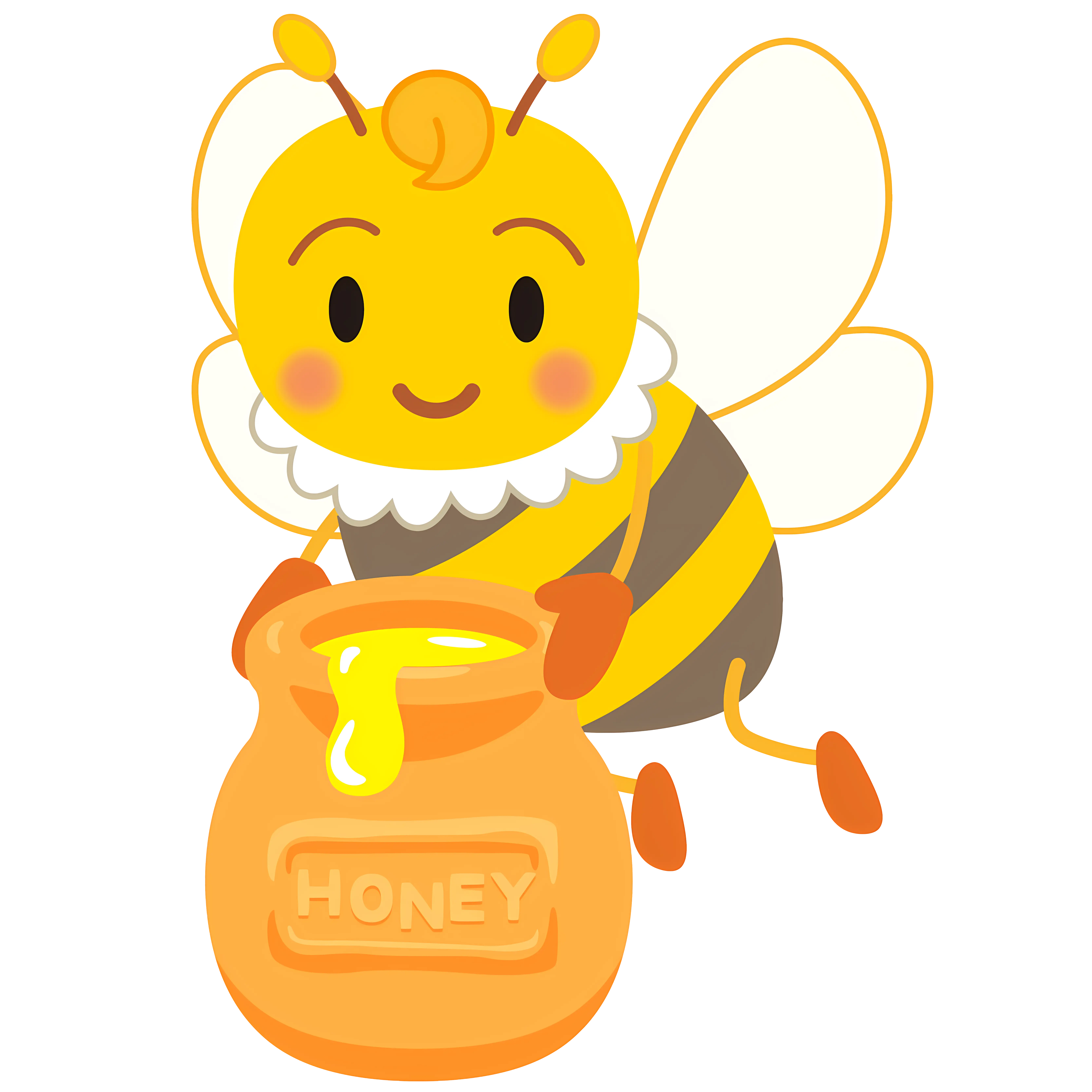 Cute Honeybee Holding Honey Jar