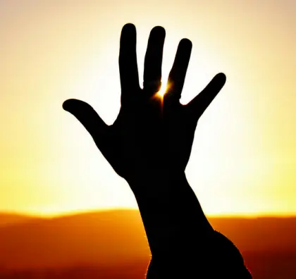 Hand Silhouette Against Sunset