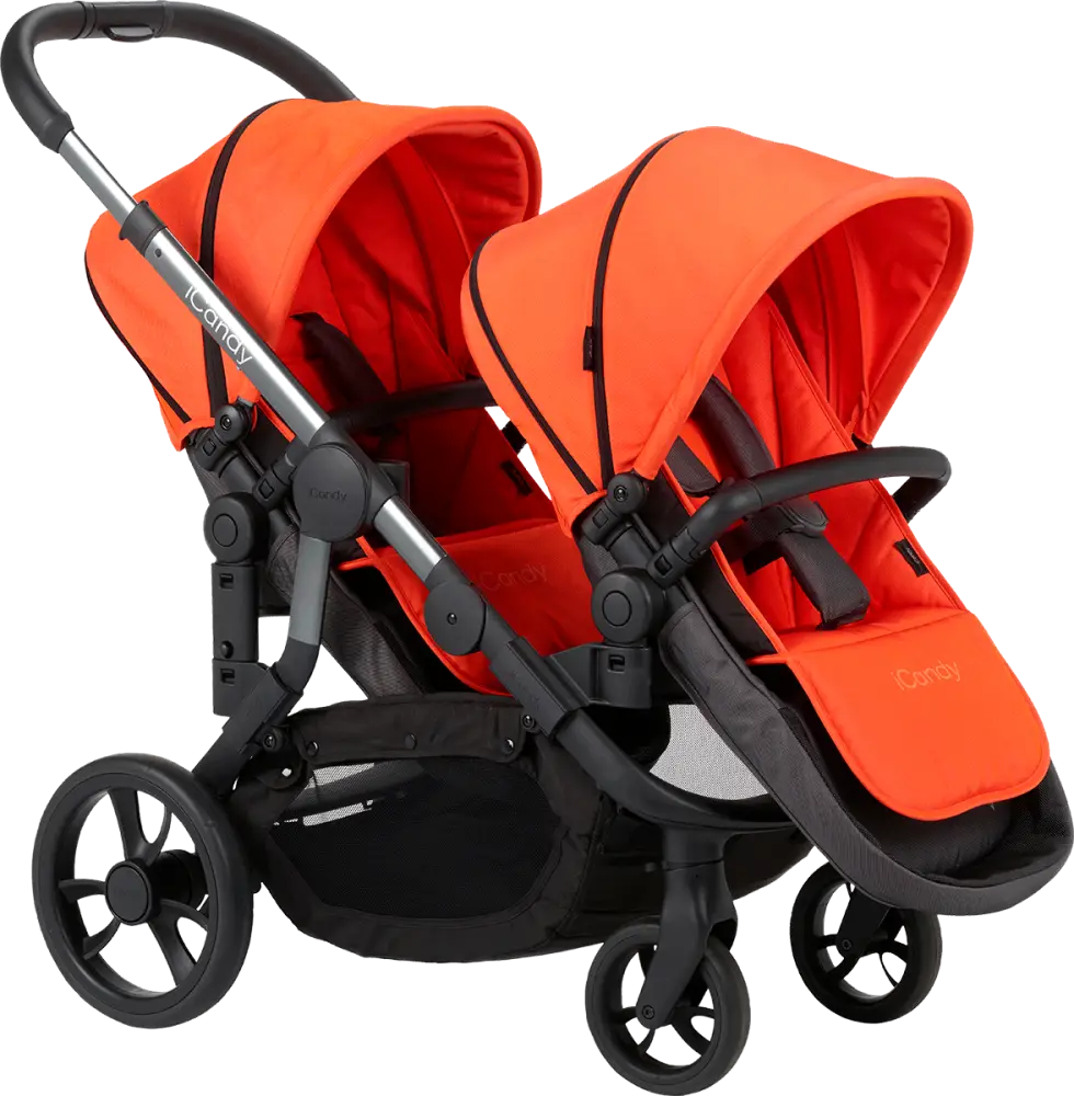 Orange Double Stroller for Babies